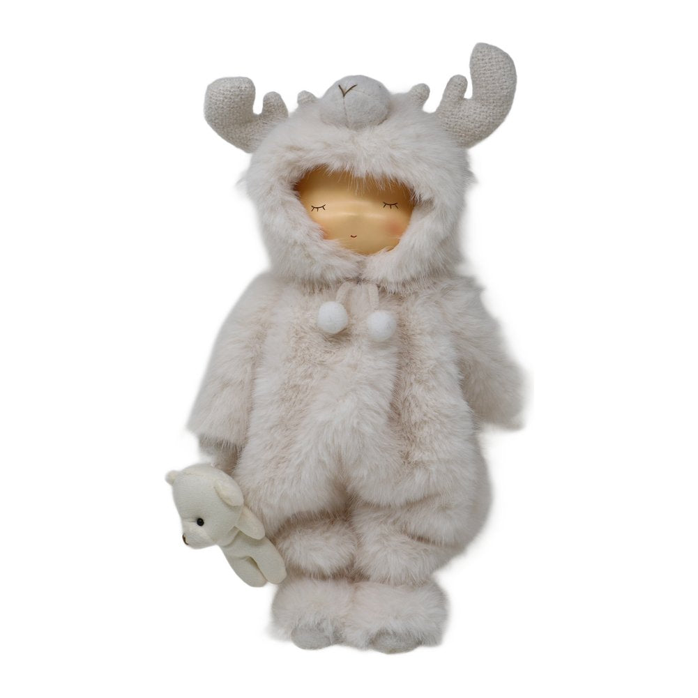 Bimbo di Natale con tutina da renna bianca e orsetto We Love Christmas 42 cm 1