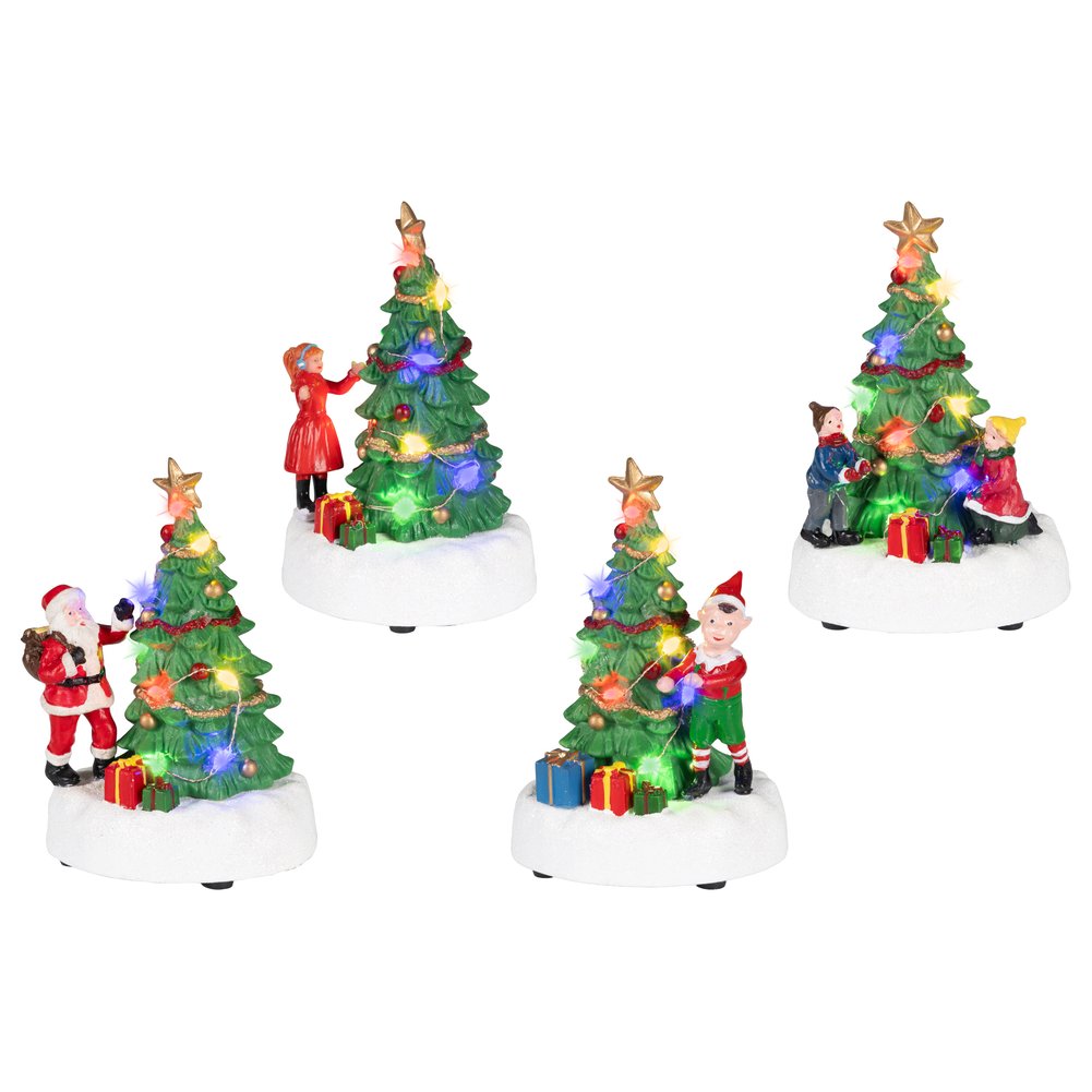 Alberello con 8 Micro LED con 4 soggetti natalizi assortiti 1pezzo 1