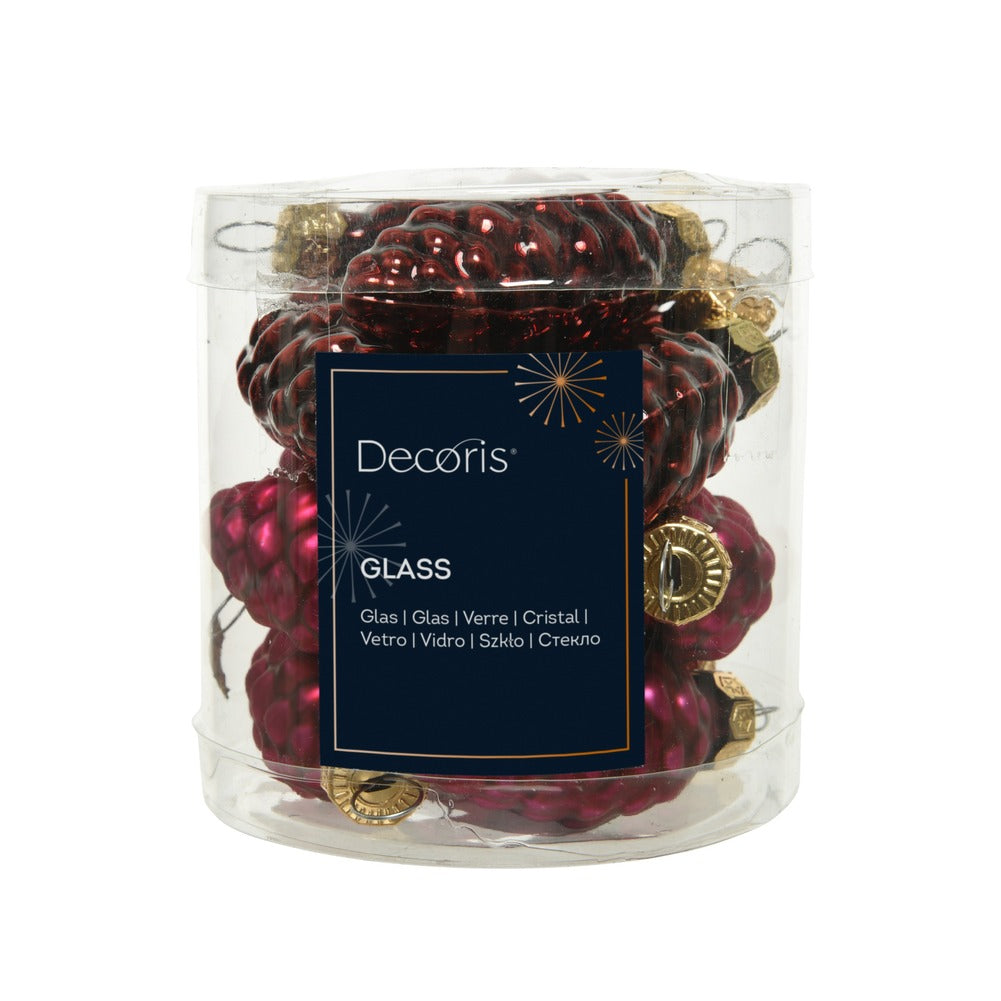 Tubo di mini pigne decorative in vetro oxblood lucido e opaco 12 pezzi 1