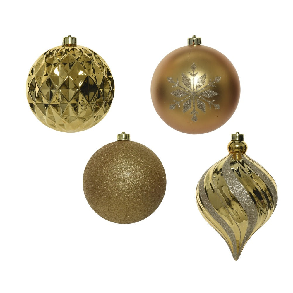 Tubo di 6 palline decorative in polistirolo oro 15cm 2