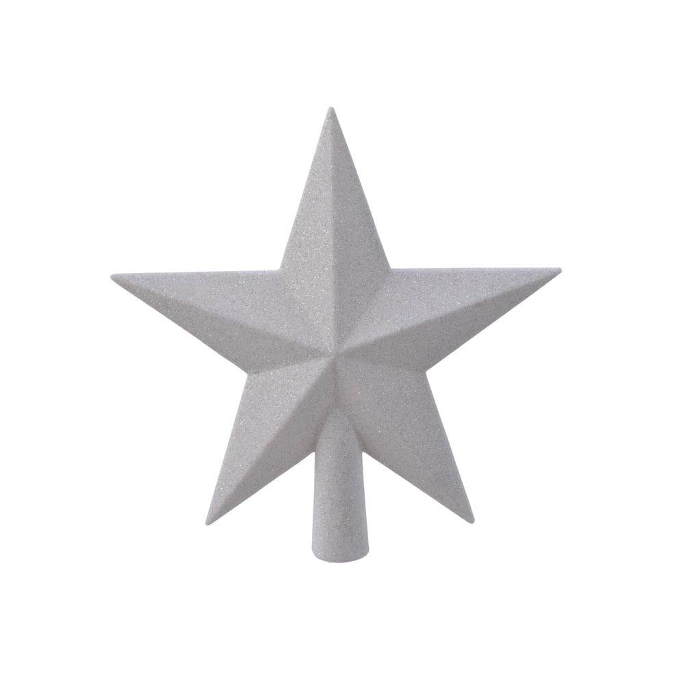Puntale per albero a stella in polistirene bianco inverno con glitter 19cm 1