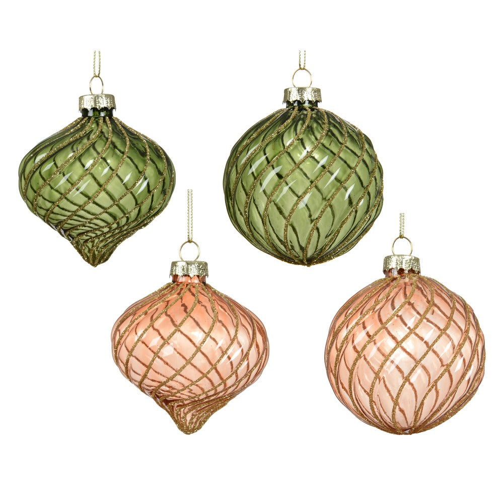 Pallina di vetro trasparente con glitter a spirale 4 colori assortiti 8cm 1pezzo 1