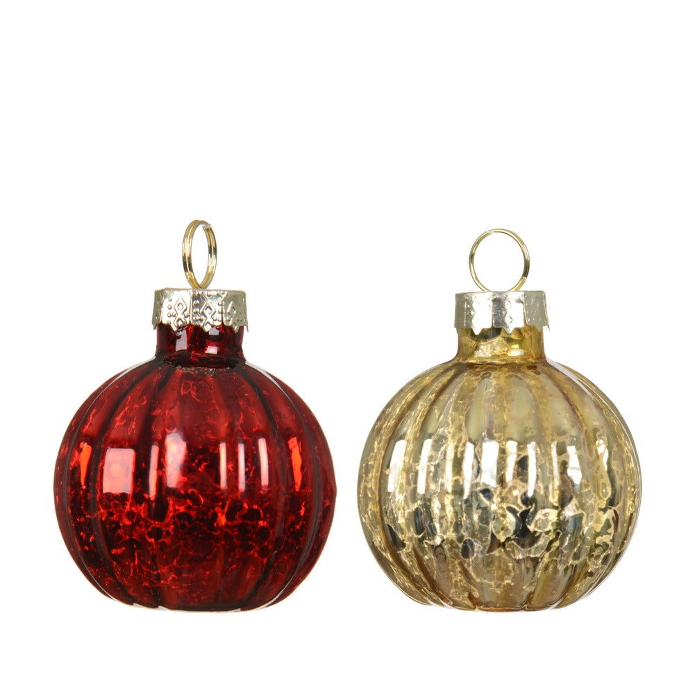 Confezione di 6 Palline di vetro finitura anticata rosso o oro assortiti 4cm 1pezzo 1