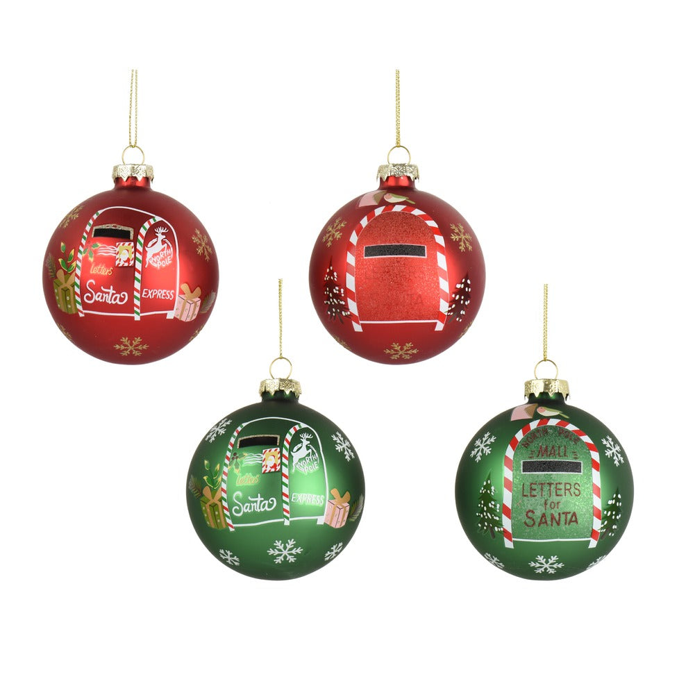 Pallina di vetro opaca con decal 4 varianti assortite 8cm 1pezzo 1