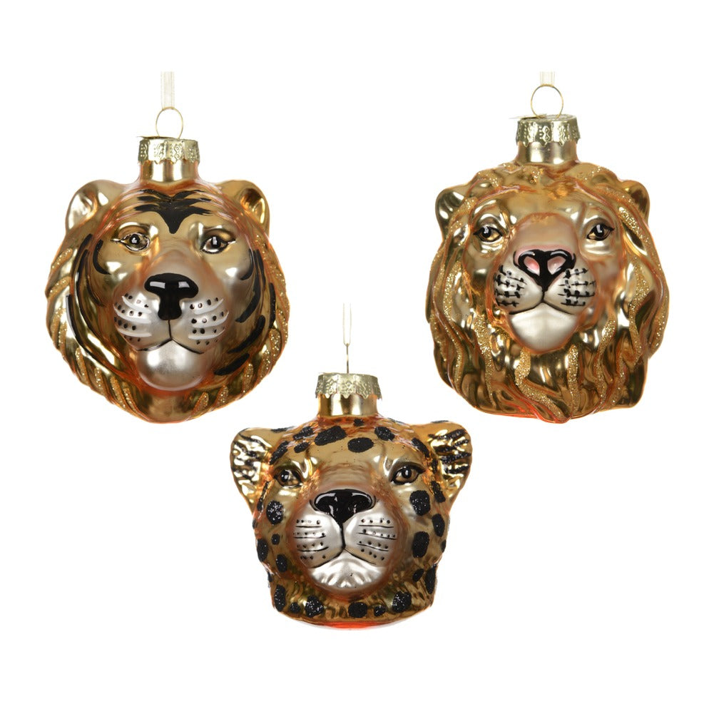 Formina in vetro testa di leone, tigre e leopardo, 3 varianti assortite, 8,5cm 1pezzo 1