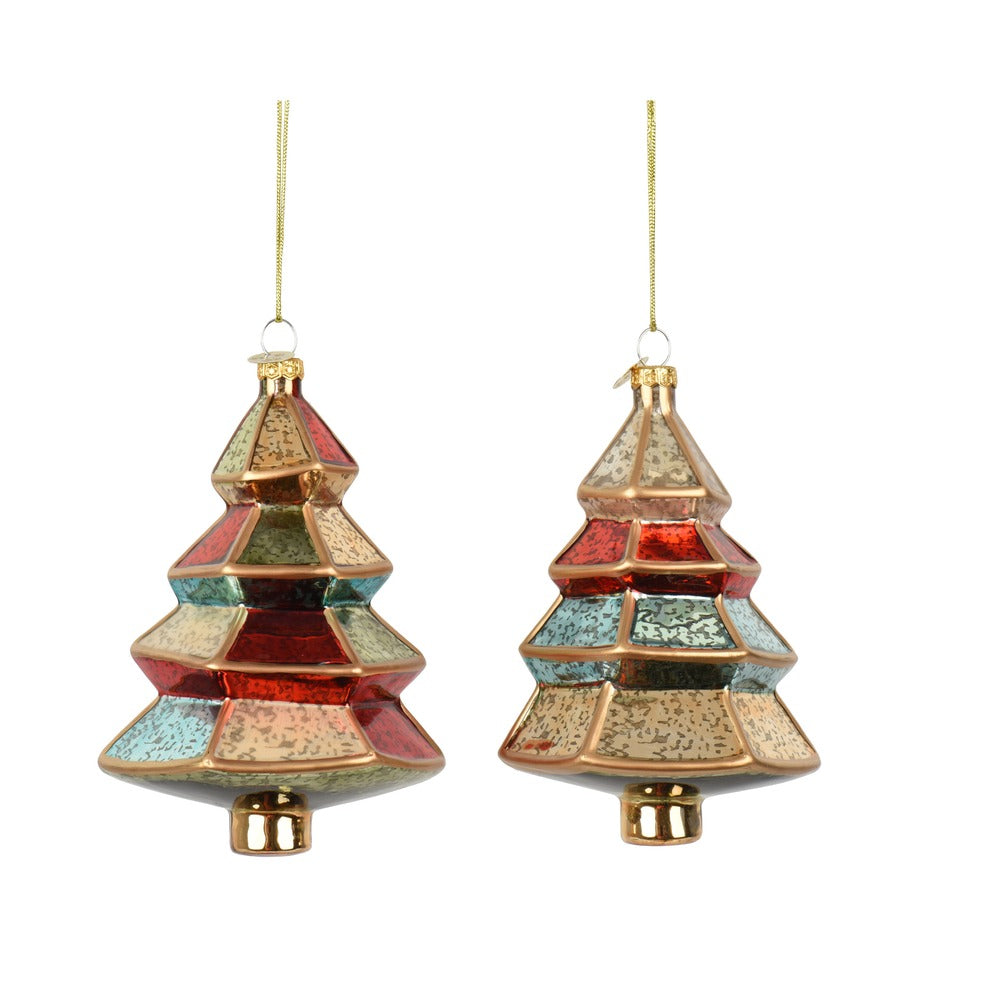 Formina in vetro albero, finitura anticata, 2 varianti assortite, 12cm 1pezzo 1