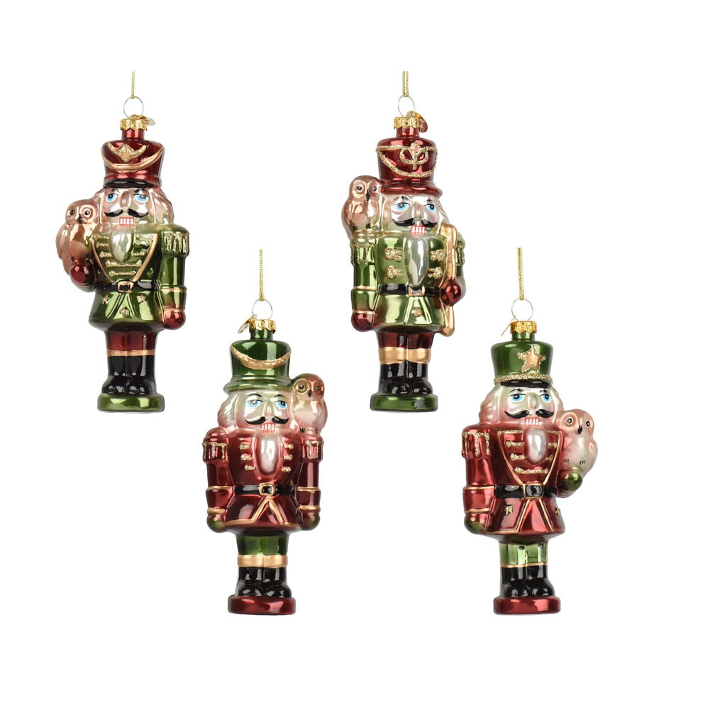 Formina in vetro schiaccianoci con gufetto, 4 varianti assortite, glitterata 1pezzo 1