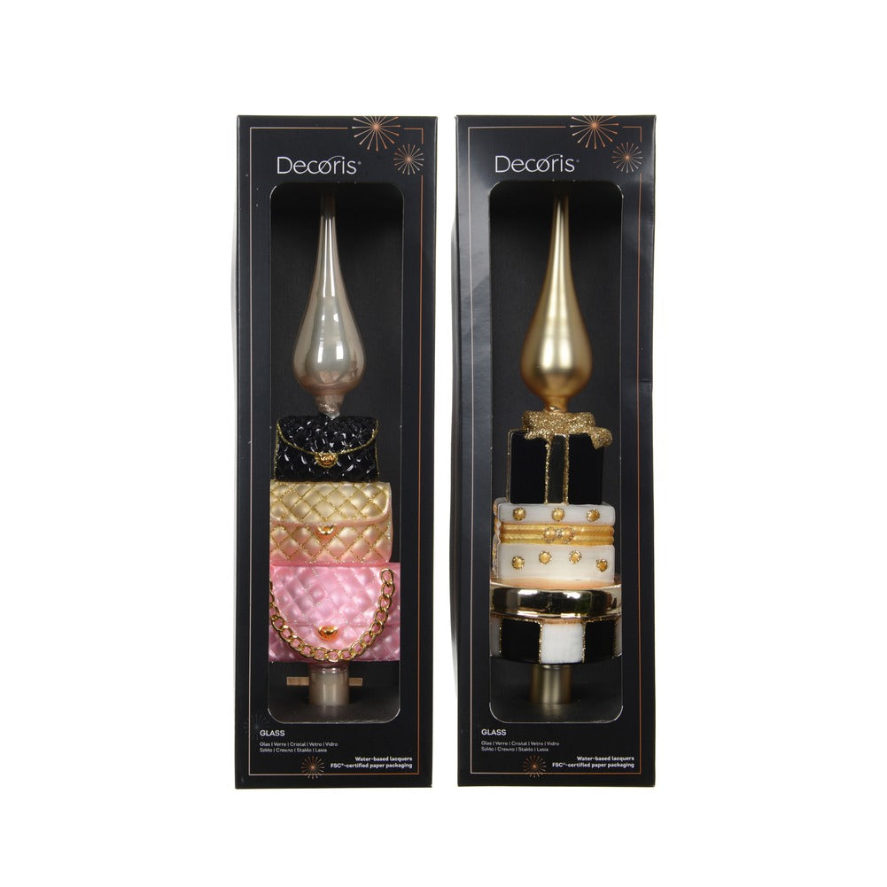 Puntale per albero in vetro con borse e pacchi regalo 2 varianti assortite 1pezzo 2