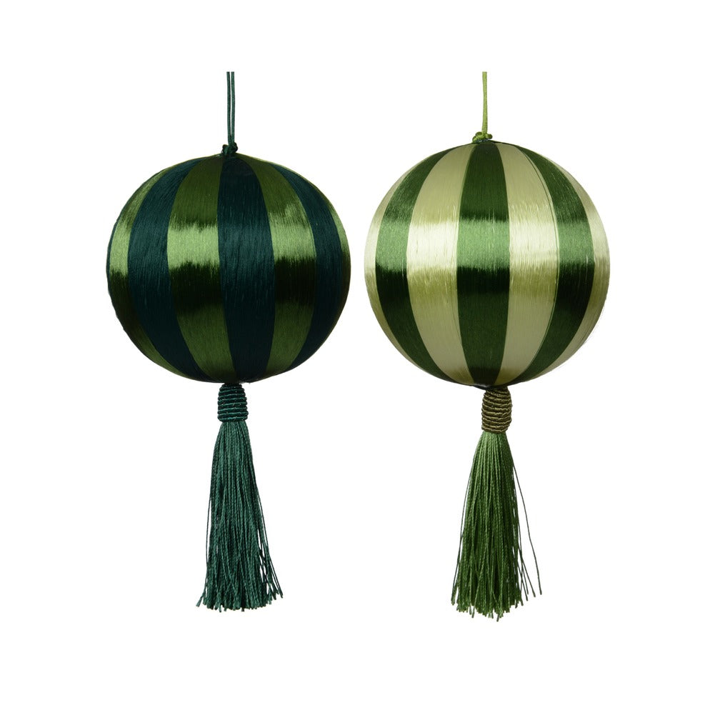 Pallina decorativa a spicchi verde con nappa 8cm 1