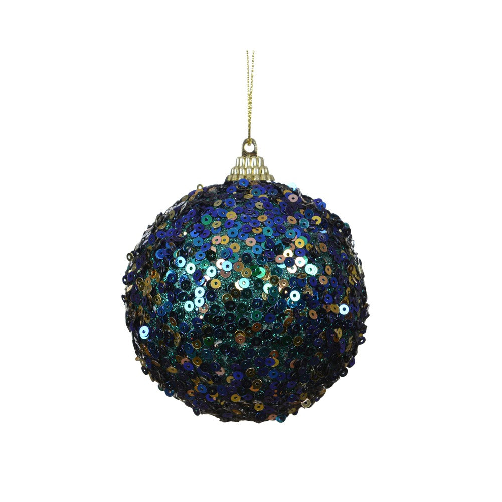 Pallina decorativa con paillettes verde smeraldo 8cm 1