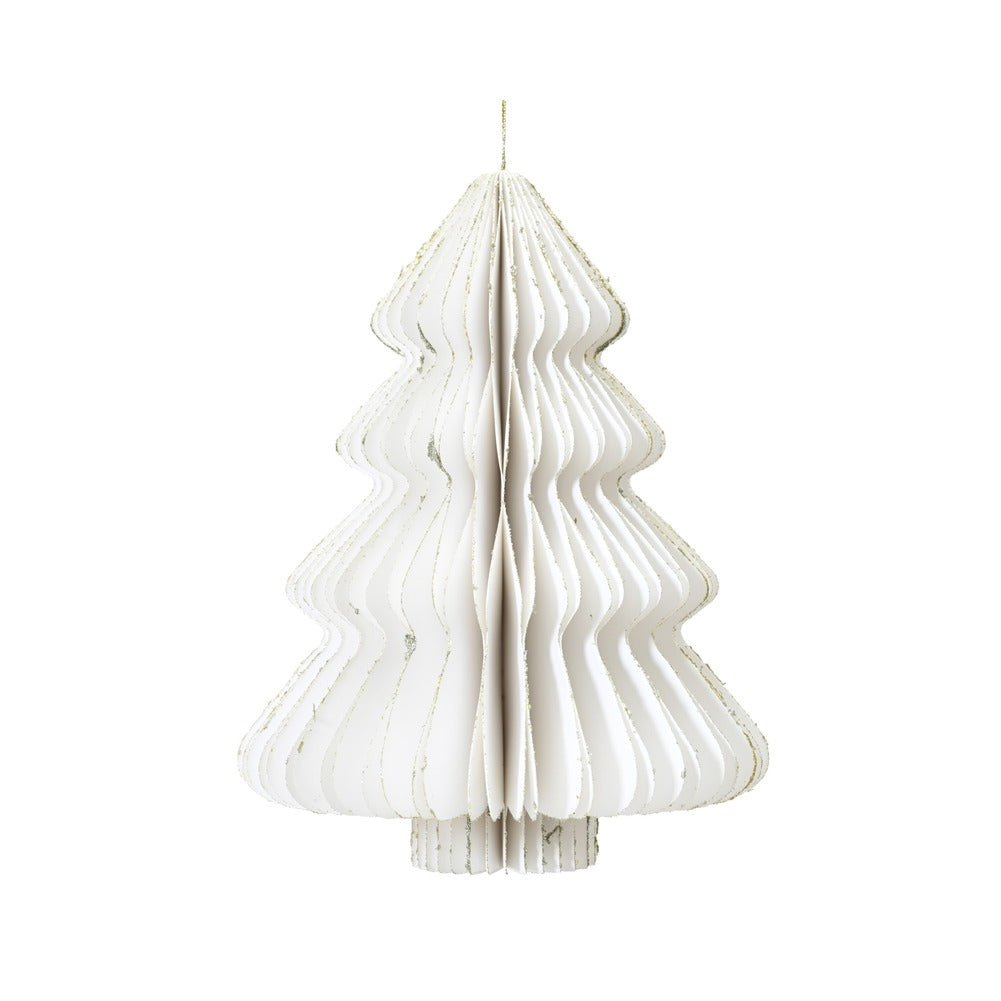 Alberello di carta a sospensione, bianco e oro, 20cm 1