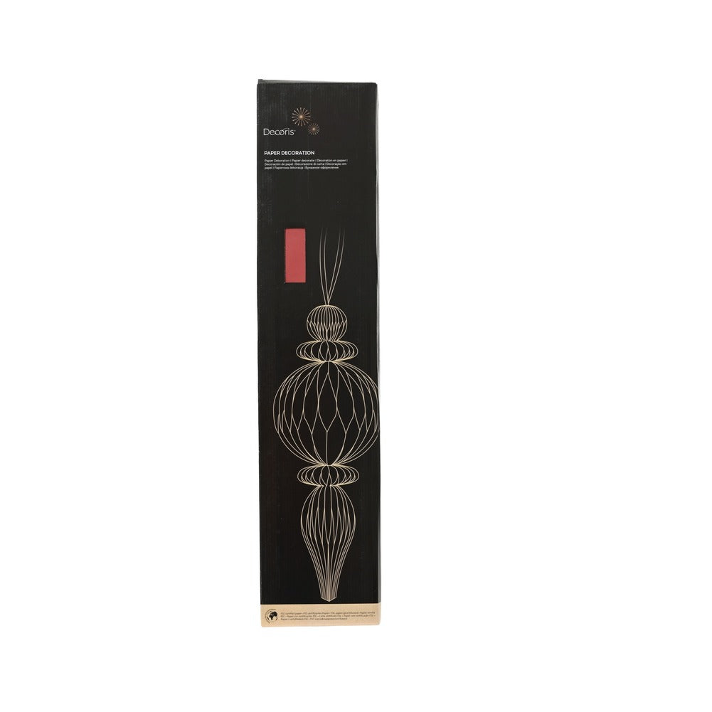 Decorazione pendente in carta rosso e oro glitterata 80cm 2
