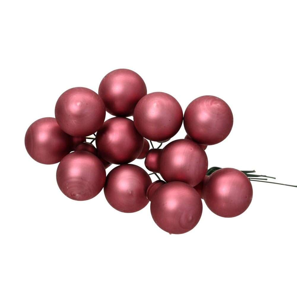 Grappoli di 12 Pallina di Natale rosa scuro lucida 2cm 1