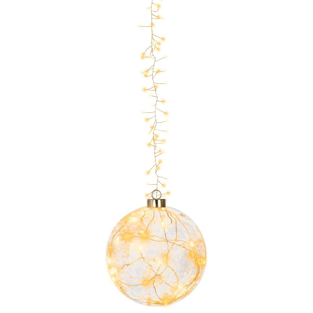 Sfera luminosa a batteria in vetro e rame effetto lampeggiante, 60 micro LED per interno, 14cm 2