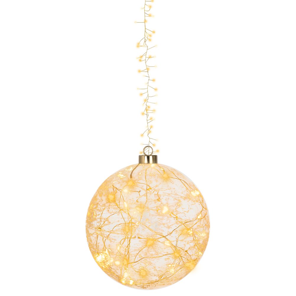Sfera luminosa a batteria in vetro e rame effetto lampeggiante, 80 micro LED per interno, 19cm 2
