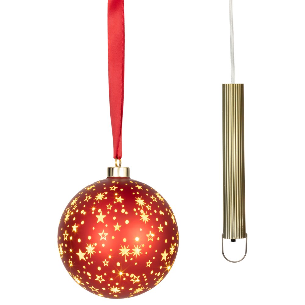 Sfera luminosa a batteria in vetro e rame rosso, 15 micro LED per interno, 14cm 2