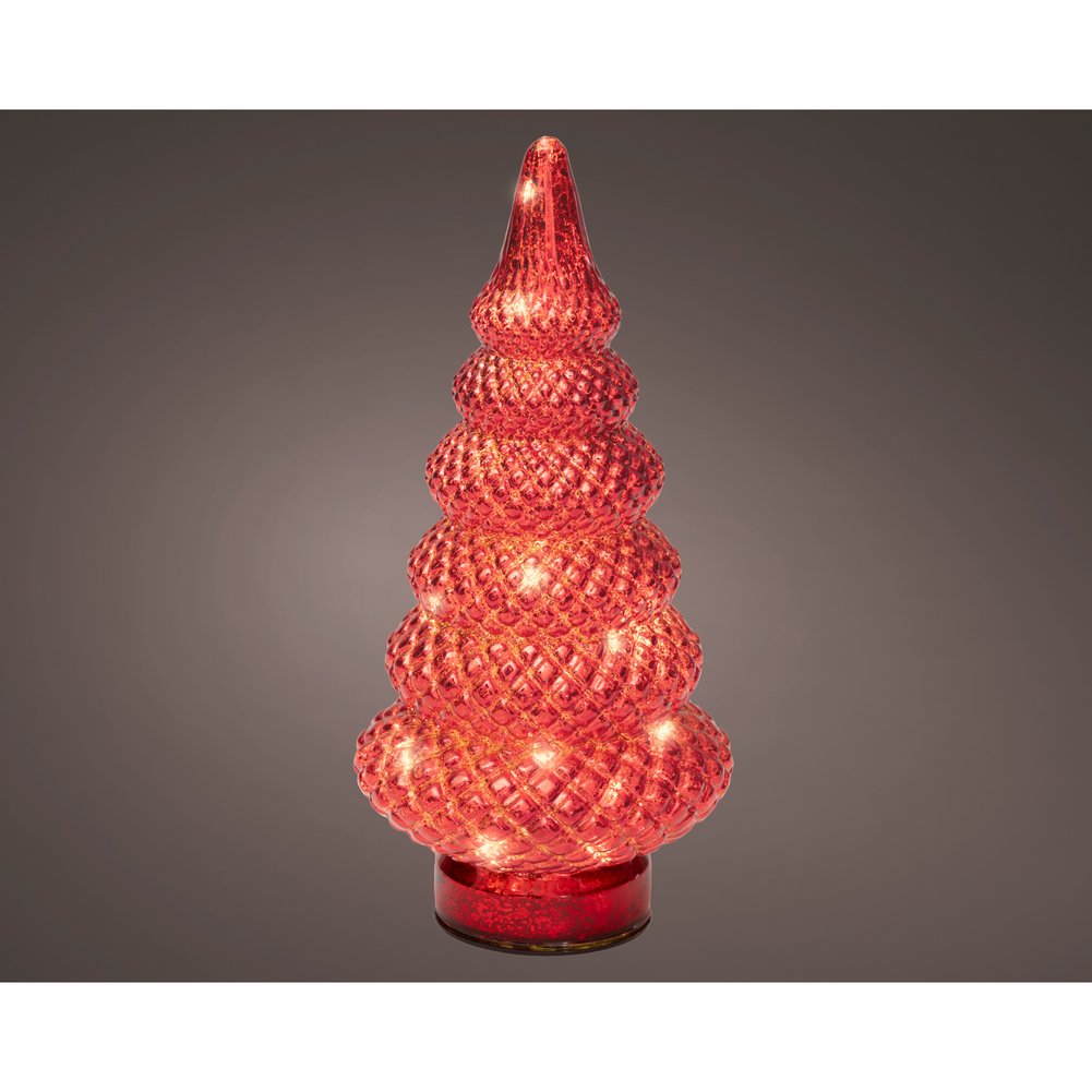 Alberello luminoso a batteria in vetro colore rosso, per interno, 25,5cm 3