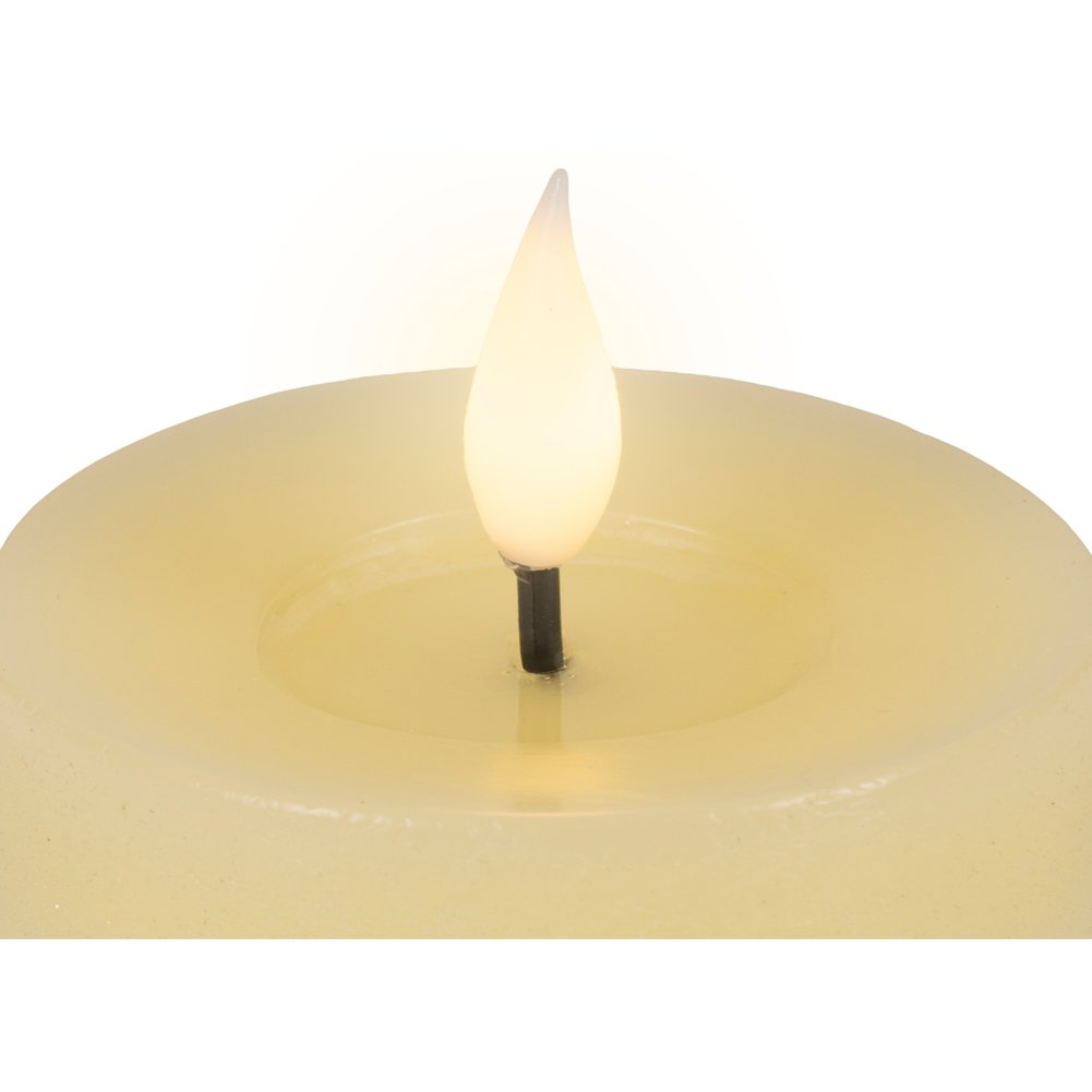 Candela LED cilindrica crema, effetto fiamma, D.7,5xH.13,5cm - Lumineo 3