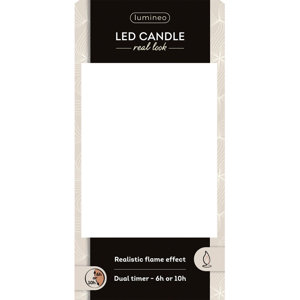 Candela LED cilindrica crema, effetto fiamma, D.7,5xH.13,5cm - Lumineo 4