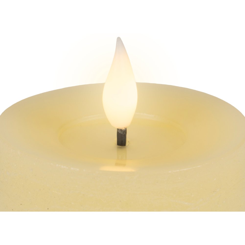 Candela LED cilindrica crema, effetto fiamma, D.7,5xH.20cm - Lumineo 2