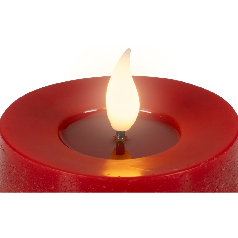 Set di 3 candele LED cilindriche rosse assortite con telecomando, D.7,5cm 2