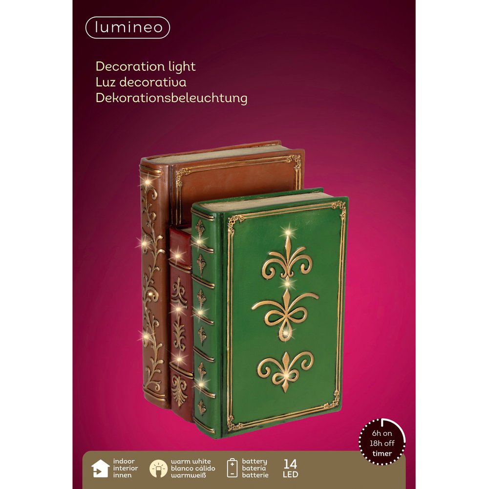 Libri impilati decorativi luminosi a batteria, per interno, 27cm 1