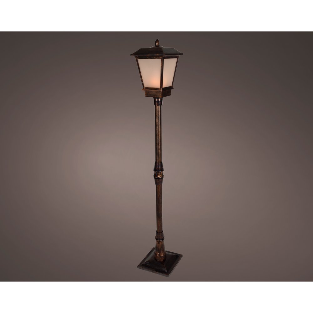 Lampione luminoso da esterno con effetto fiamma, colore ottone anticato, 1,6 m 3
