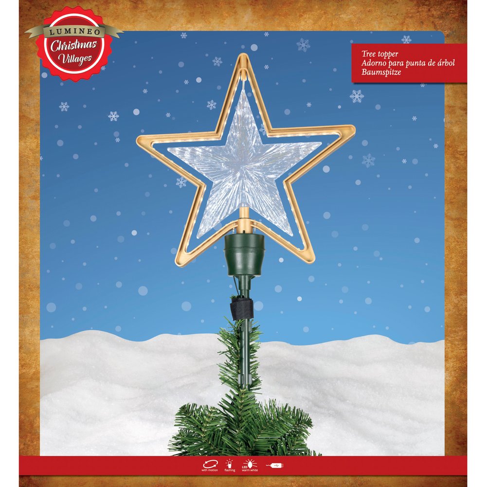 Puntale luminoso oro per albero di natale 58 led bianco caldo 54,5cm per interno 1