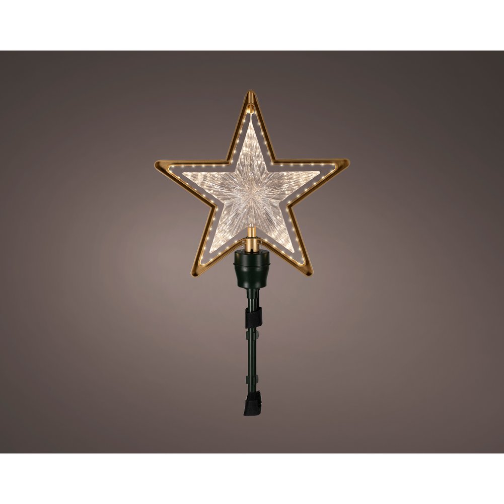 Puntale luminoso oro per albero di natale 58 led bianco caldo 54,5cm per interno 3