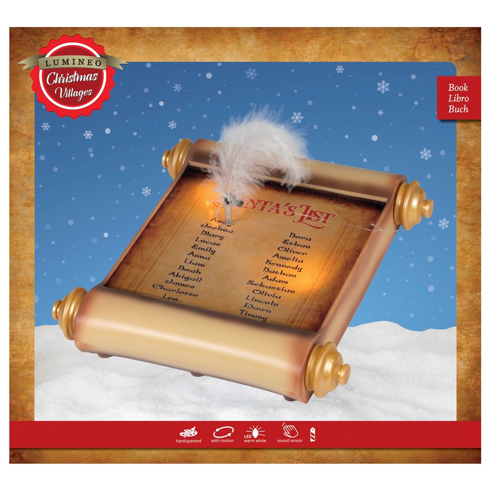 Pergamena luminosa a batteria "Santa's List", effetto lampeggiante 26cm per interno 1