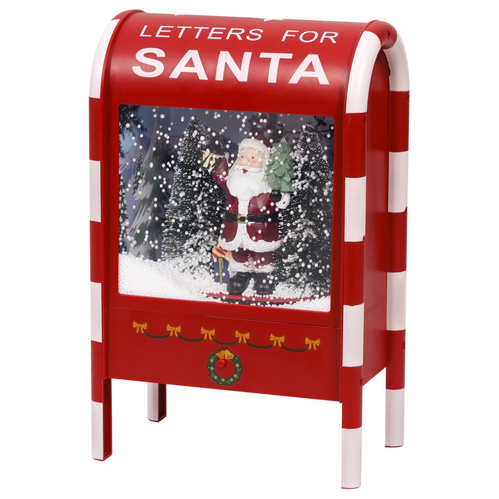 Cassetta postale di Babbo Natale luminosa a batteria con effetto neve, 33cm per interno 2