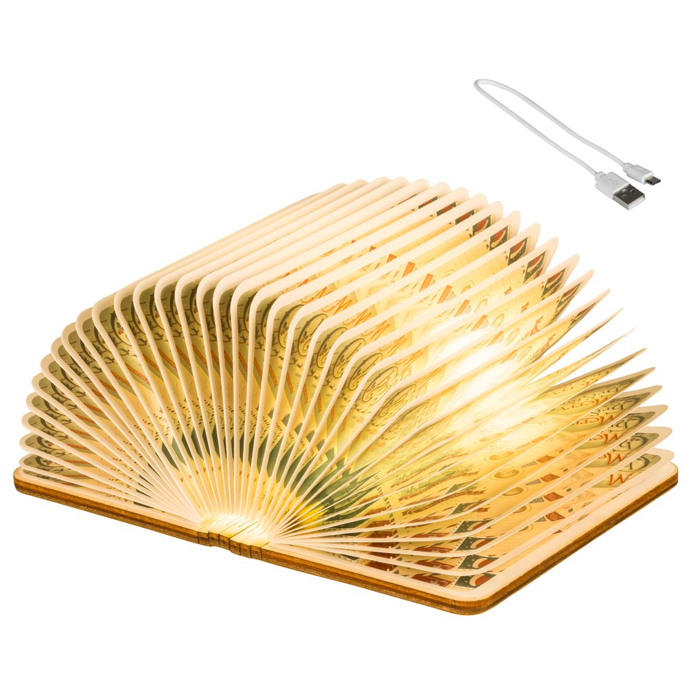 Libro luminoso in carta e legno con pagine sfogliabili, a batteria ricaricabile, 17cm per interno 2