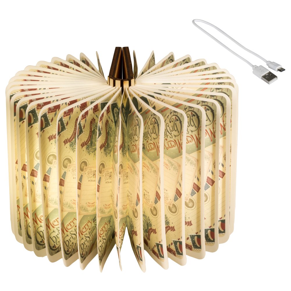 Libro luminoso in carta e legno con pagine sfogliabili, a batteria ricaricabile, 17cm per interno 3