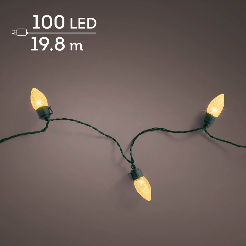Filo di luci 100 LED vintage XL soft gold, effetto twinkle 8 cavo verde 19,8 m per esterno 2