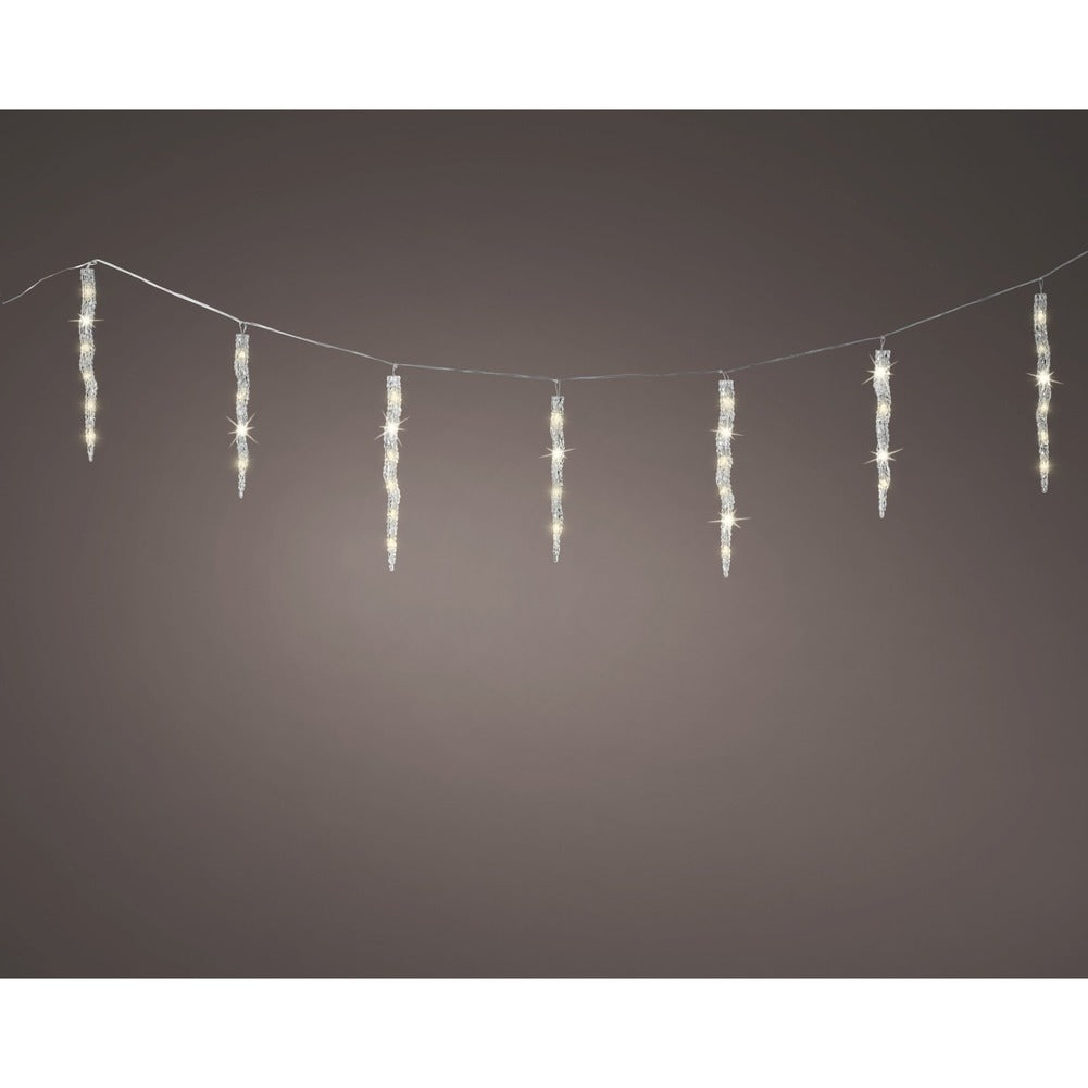 Tenda luminosa a stalattiti 60 LED bianco caldo effetto flash 360cm 2
