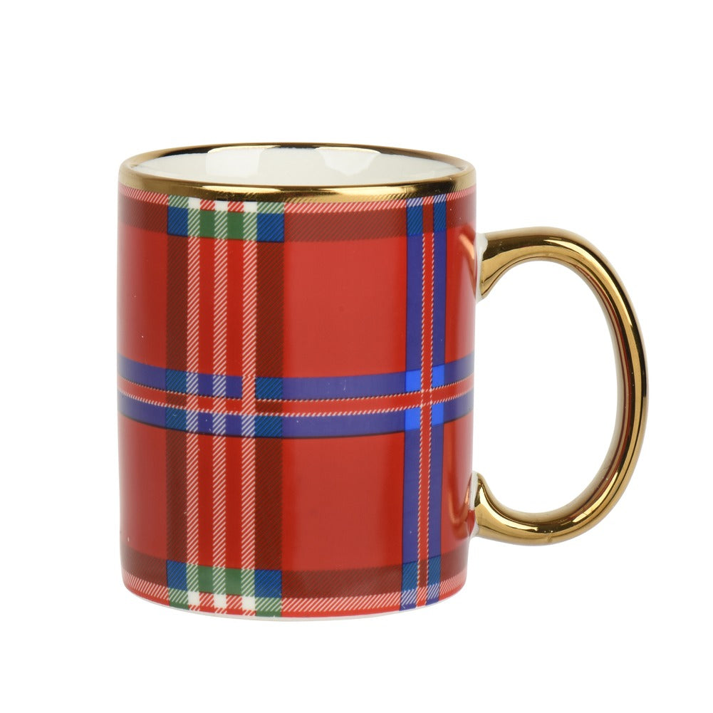 Mug in porcellana rossa con bordo oro 8cm 1