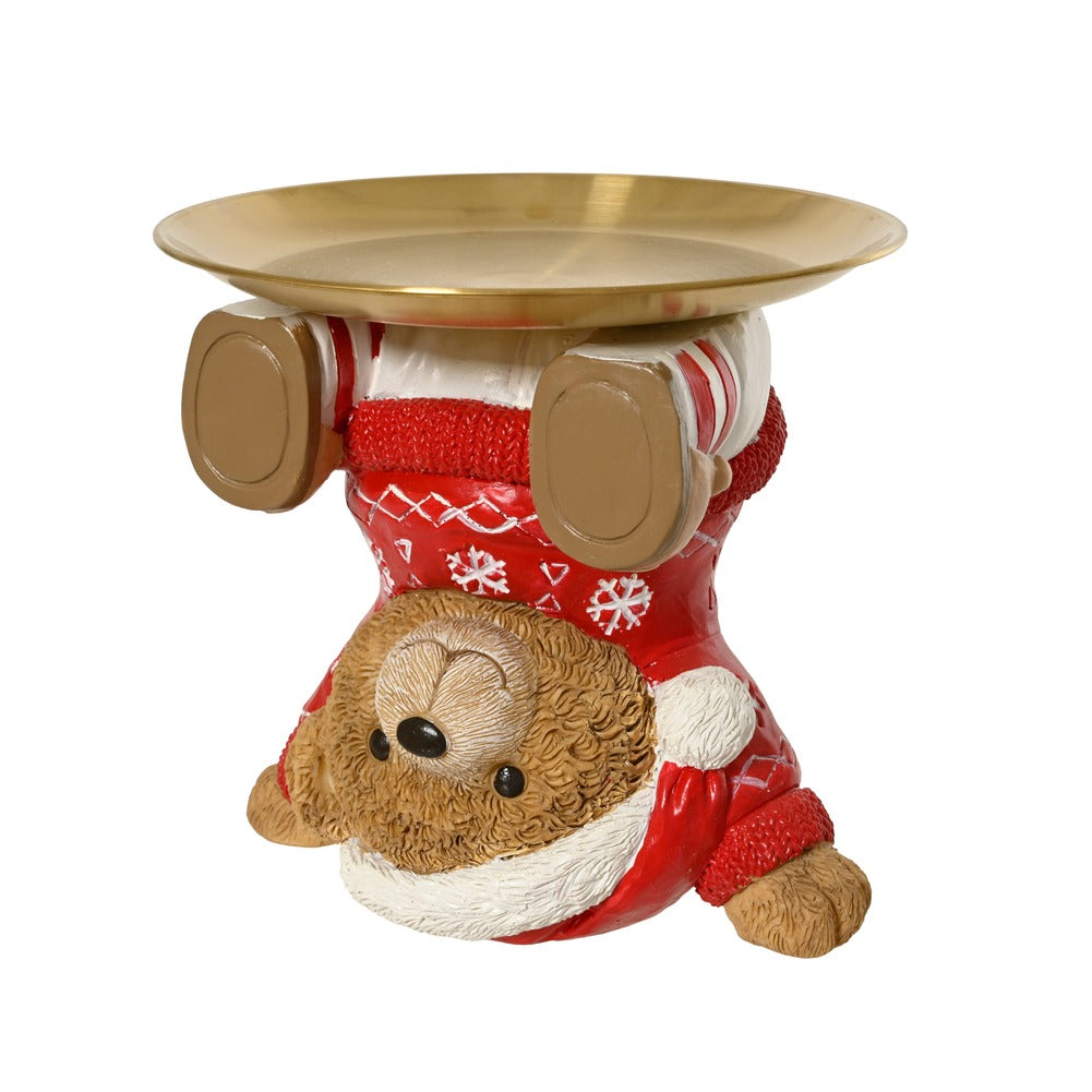 Vassoio decorativo in resina a forma di orso disteso 1