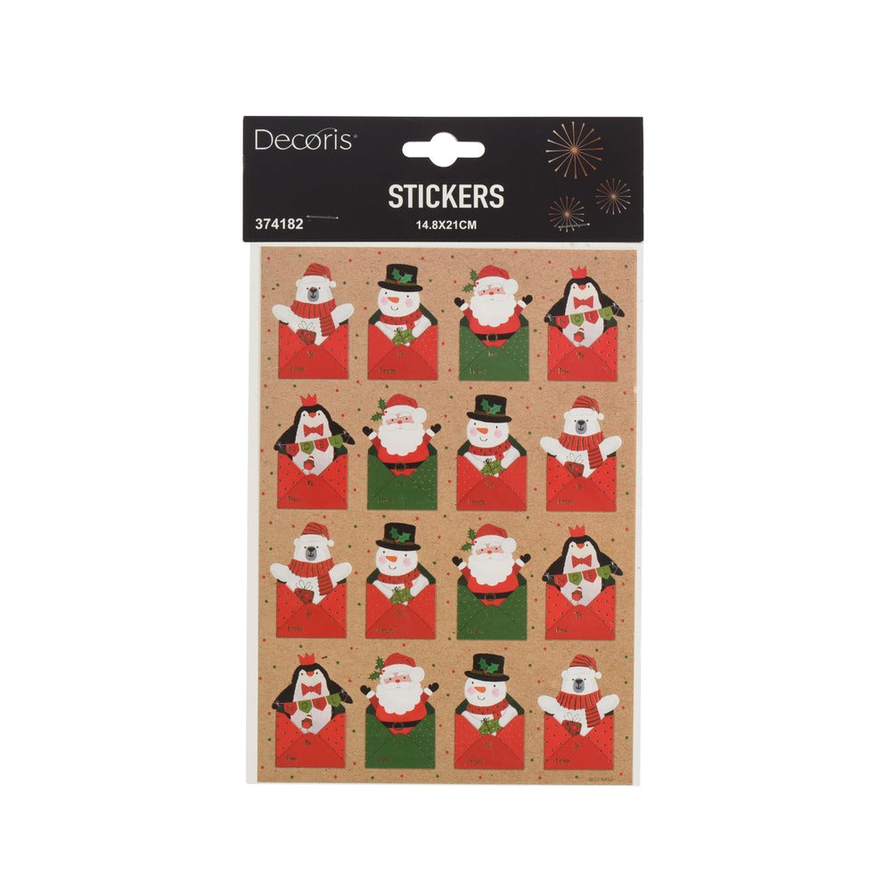 Foglio adesivi decorativi a tema busta di Babbo Natale 1