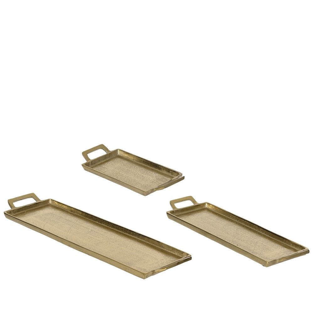 Vassoio decorativo in alluminio oro 55x16cm 2