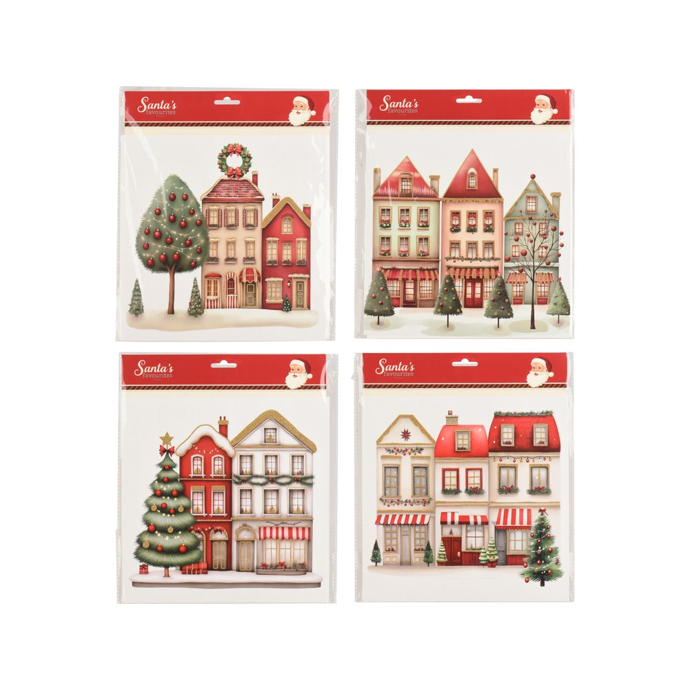 Vetrofania casette glitterate 4 soggetti 28x28cm 1pezzo 1