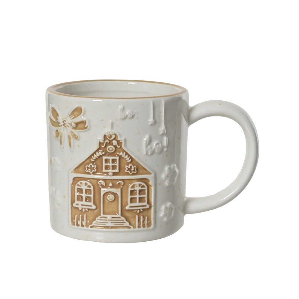 Mug in gres bianco con rilievo casetta 9cm 1