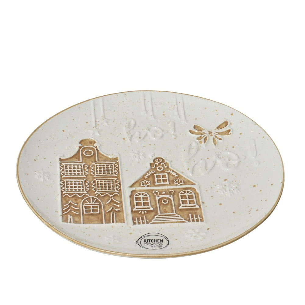 Piatto in gres bianco con rilievo casetta 20,5cm 1