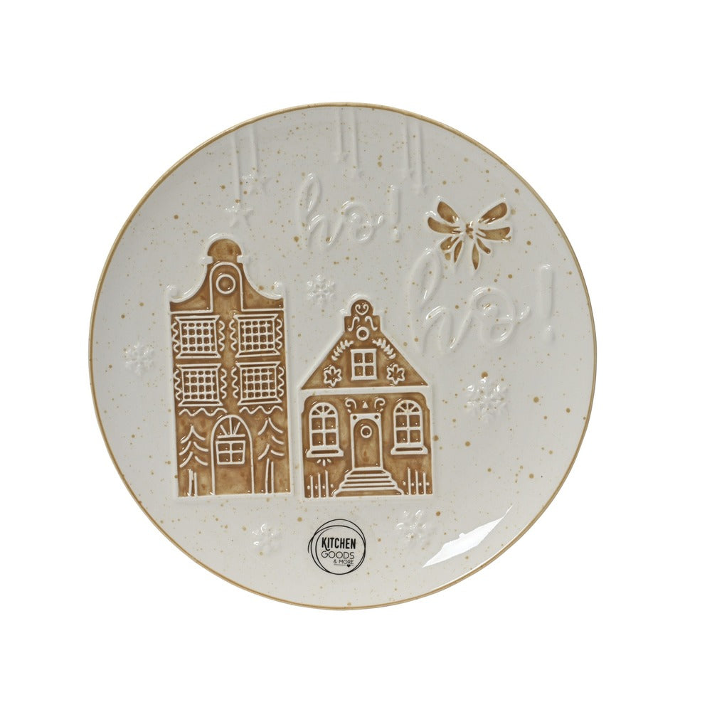 Piatto in gres bianco con rilievo casetta 20,5cm 2