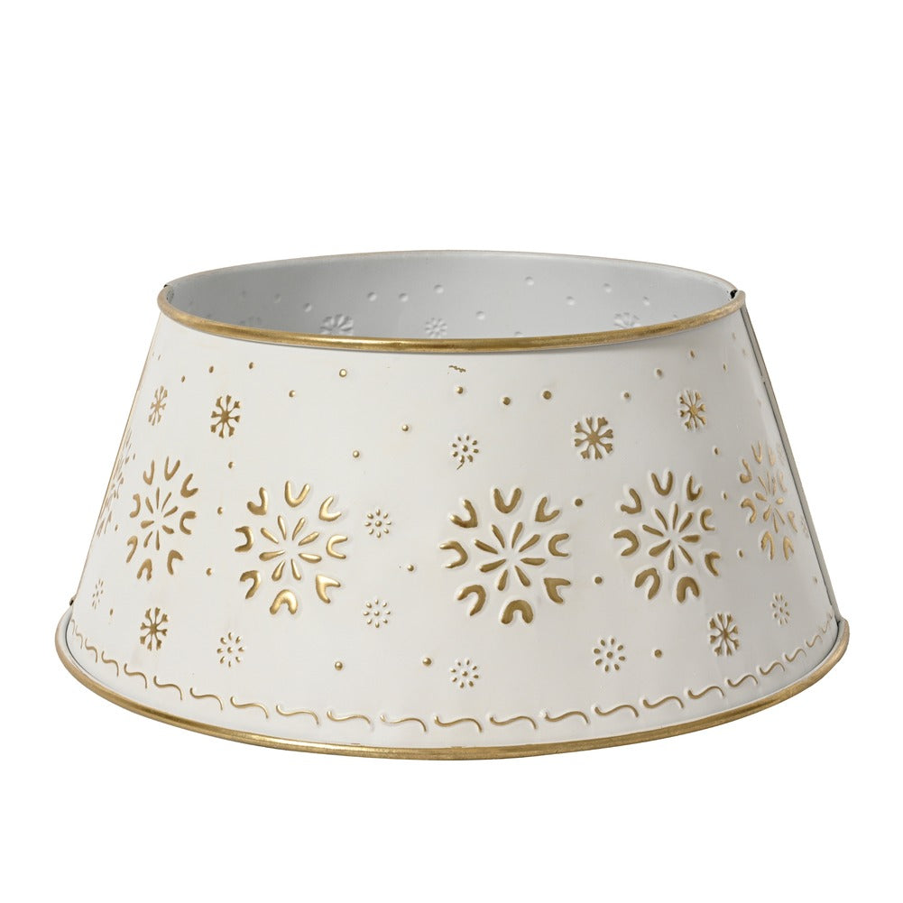 Copribase per albero di Natale in metallo bianco e oro, Diam 57cm 1