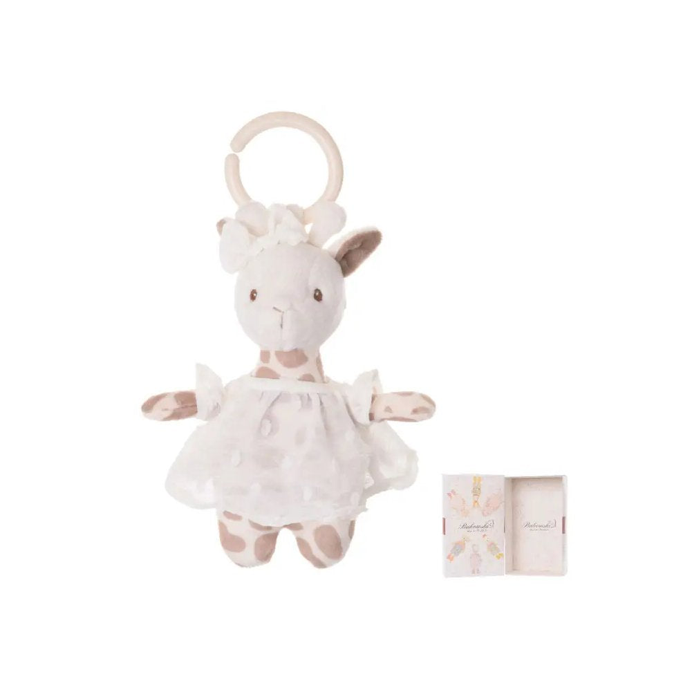 Peluche Giraffa Lucy con Carillon Bukowski 15 cm Grigio Chiaro e Bianco 1