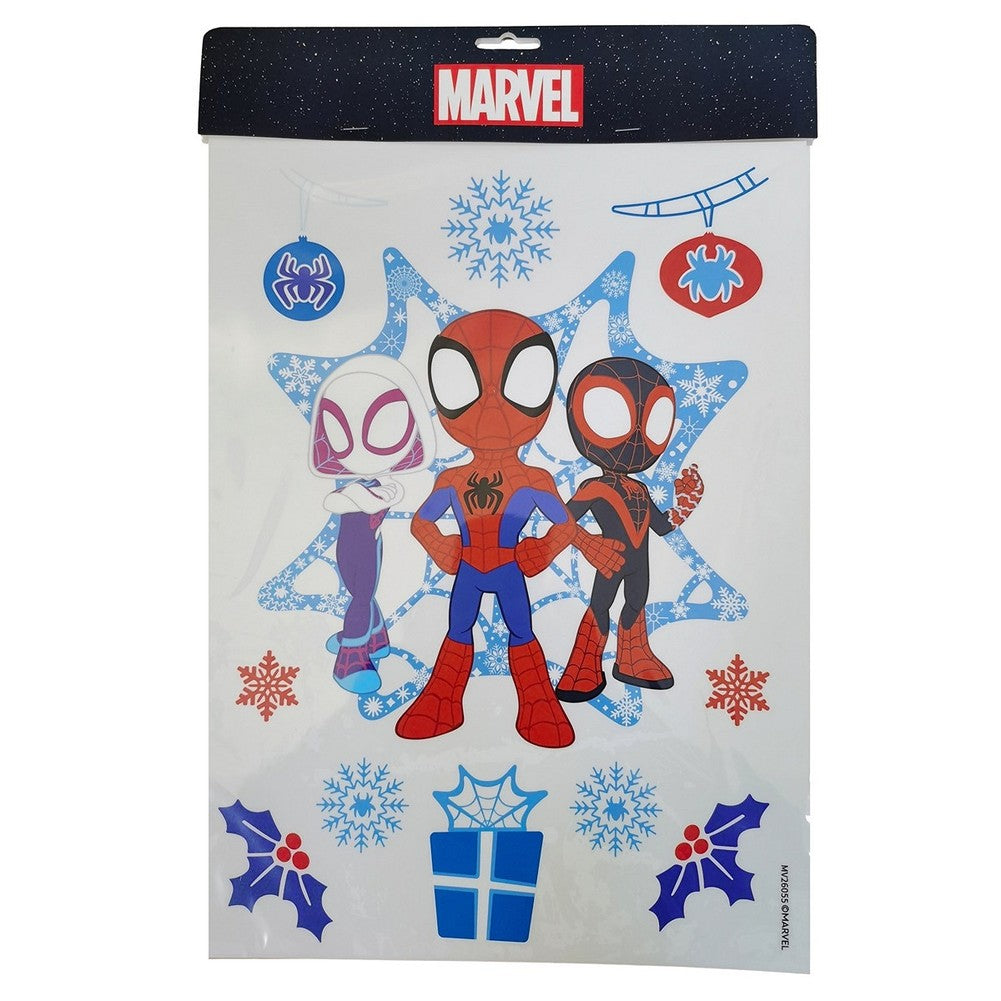 Vetrofania natalizia adesiva Marvel Spidey e i suoi fantastici amici formato A3 1