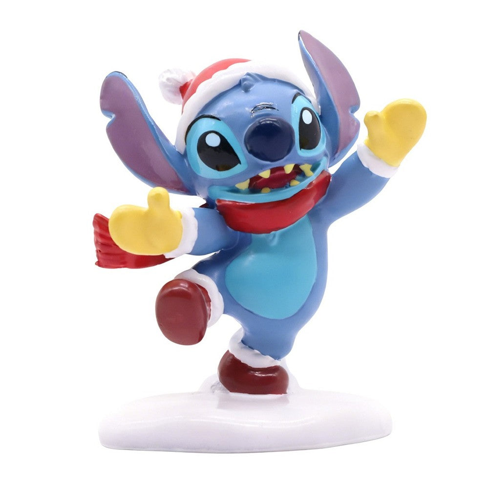 Statuina natalizia Disney Stitch che pattina sulla neve 8 cm 1