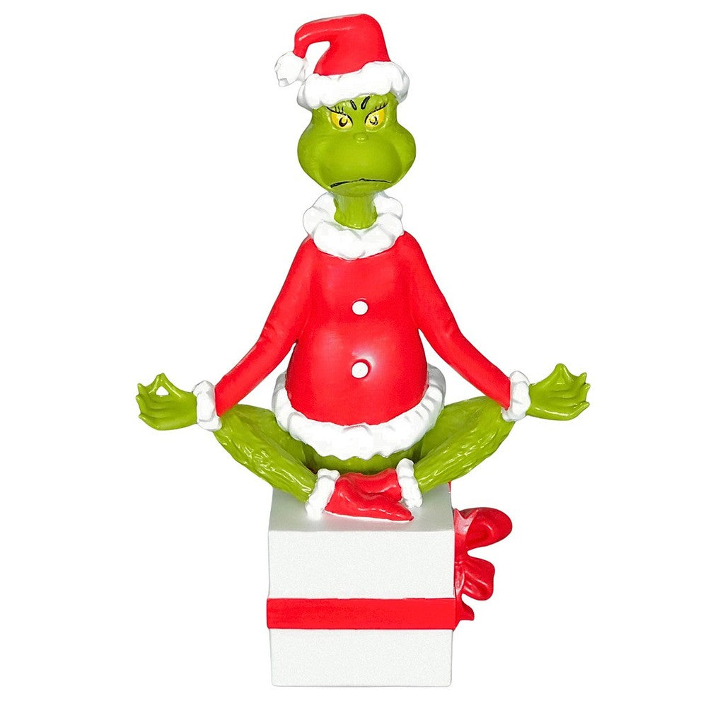 Statua decorativa natalizia The Grinch seduto sul regalo 19,5 cm 1