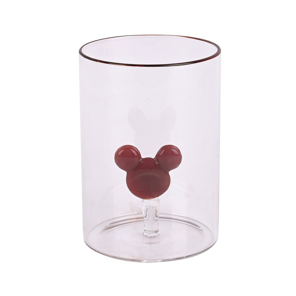 Bicchiere in vetro Disney Topolino con orecchie 3D rosse 1