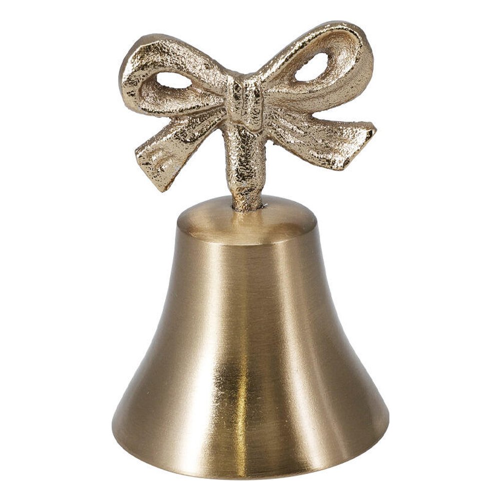Campanella decorativa in alluminio color oro con fiocco 9 cm – foto 2: design 1
